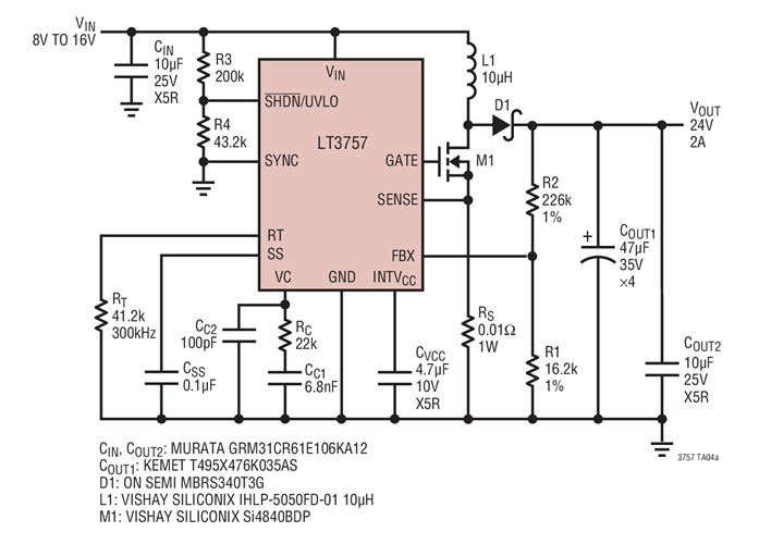 8V to 16V Input, 24V/2A Output Boost Converter