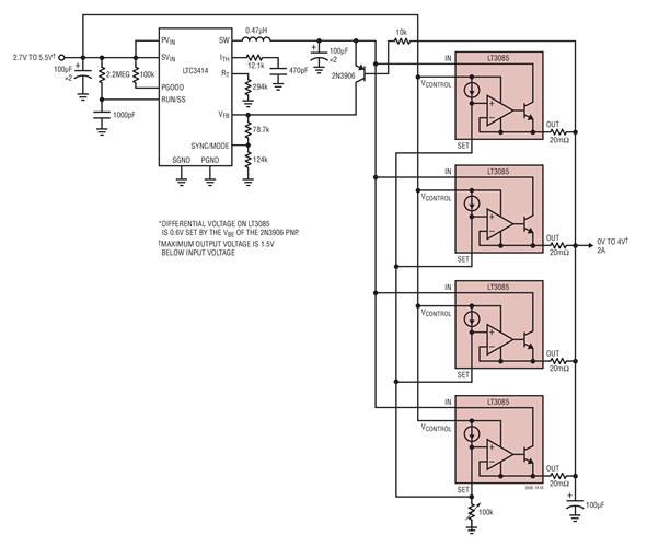 Low Voltage, High Current Adjustable High Efﬁciency Regulator*