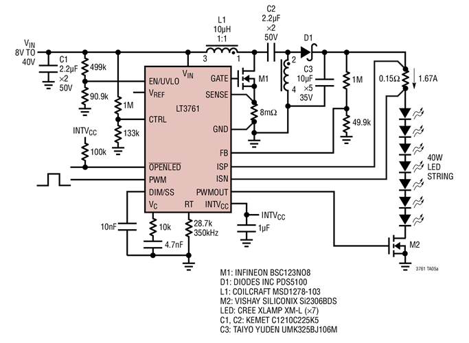 40W SEPIC LED Driver