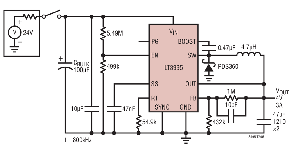 LT3995 4V Step-Down Convener with a High Impedance Input Source