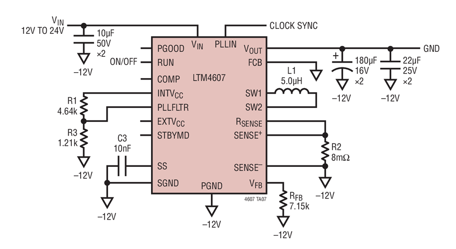 Buck Mode Operation with Positive to Negative –12V Output