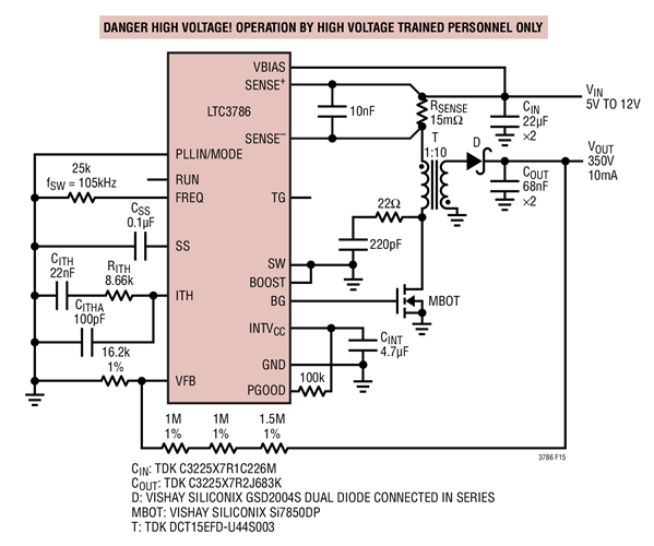 Low IQ High Voltage Flyback Power Supply