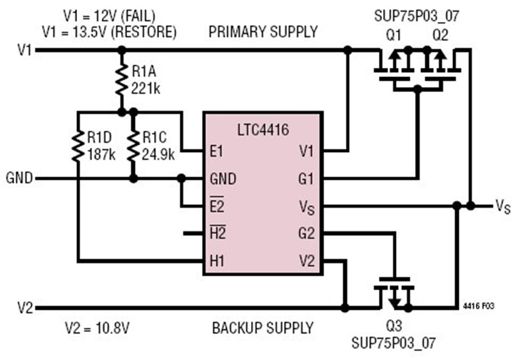 12V Automatic PowerPath Switchover (Vbackup > Vprimary)