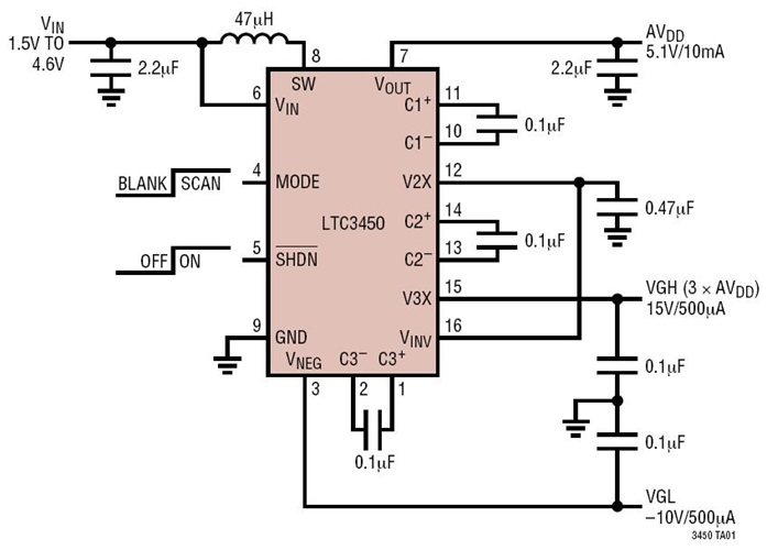 5.1V, –10V, 15V Triple Output TFT-LCD Supply