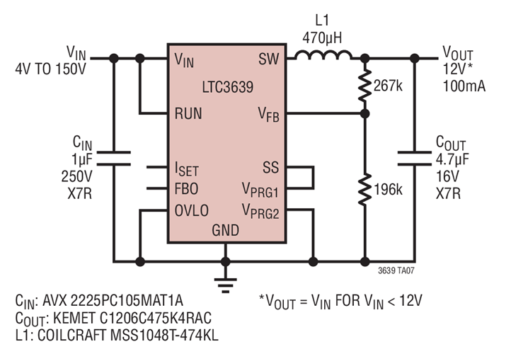 LTC3639 12V/100mA Automotive Supply