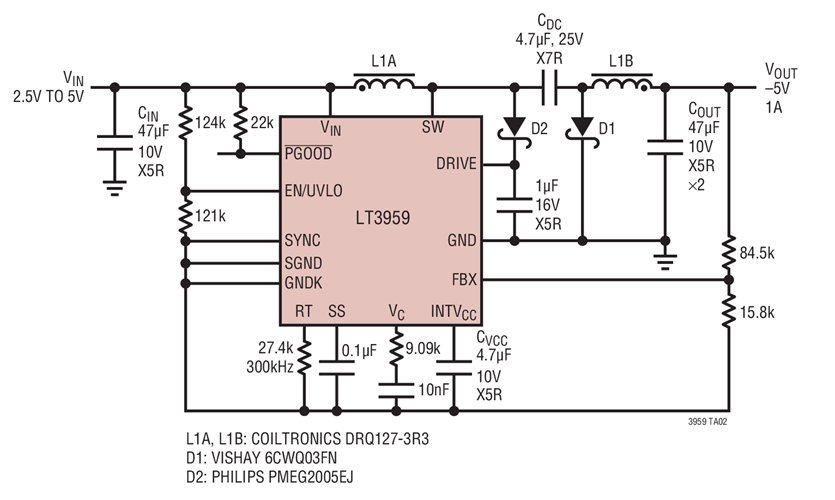 2.5V to 5V Input, –5V Output Inverting Converter