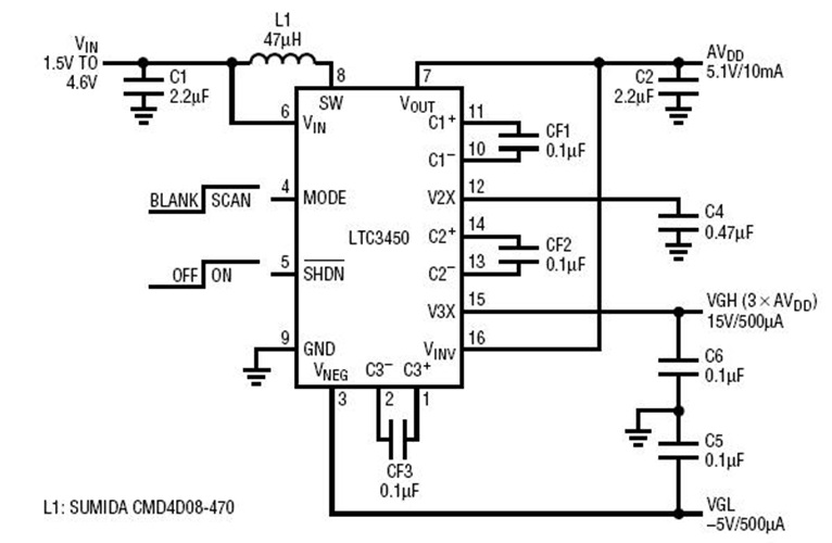 5.1V, 15V, -5V Triple Output TFT-LCD Supply