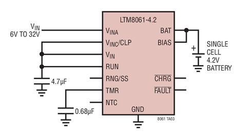 Single Cell 2A Li-Ion Battery Charger with 3 Hour  Timer Termination and Reverse Input Protection