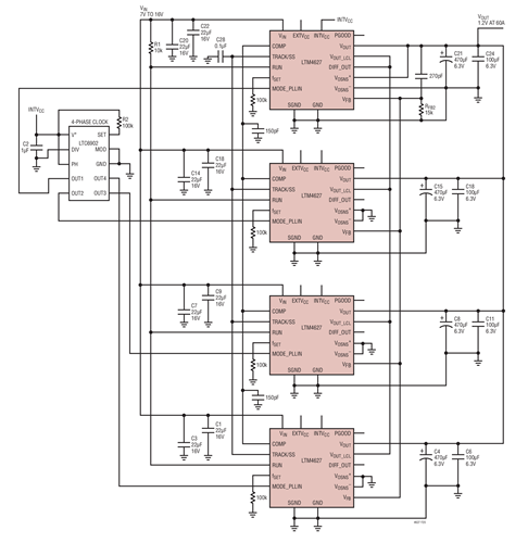 1.2V, 60A, Current Sharing with 4-Phase Operation