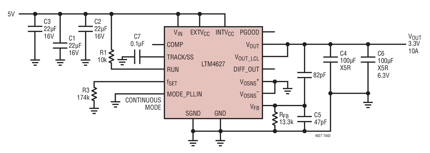 LTM4627 3.3V at 10A Design