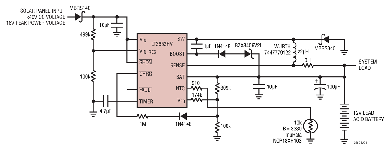 1A Solar Panel Powered 3-Stage 12V Lead-Acid Fast/Float Charger; 1A Charger Fast Charges with CC/CV  Characteristics Up to 14.4V; When Charge Current Falls to 0.1A Charger Switches to 13.5V Float Charge Mode;  Charger Re-Initiates 14.4V Fast Charge Mode i