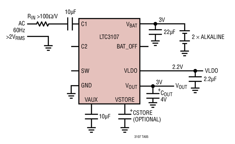 Battery Life Extender Utilizing Scavenged 60Hz AC