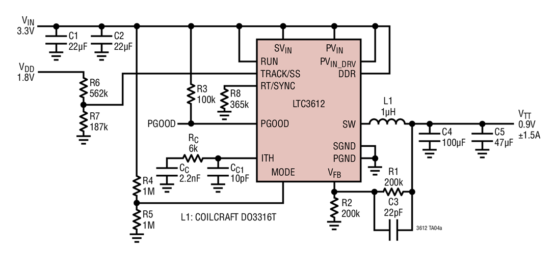 DDR Termination with Ratiometric Tracking of VDD, 1MHz