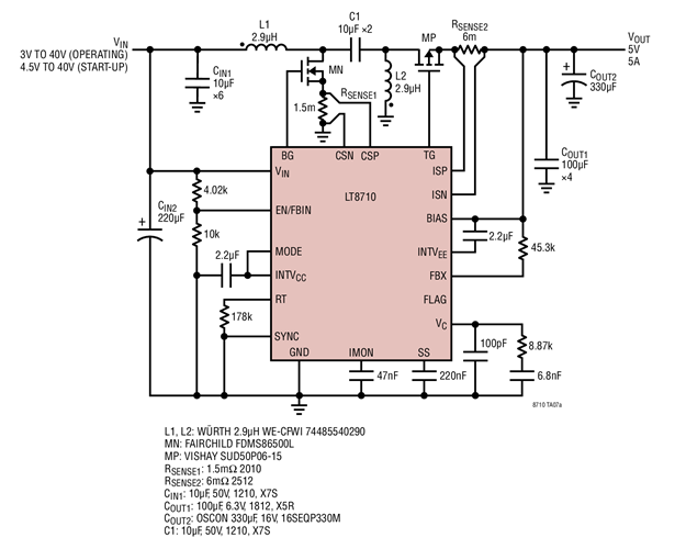 200kHz, Wide Input Range SEPIC Converter Generates a 5V Output with Up to 5A Output Current