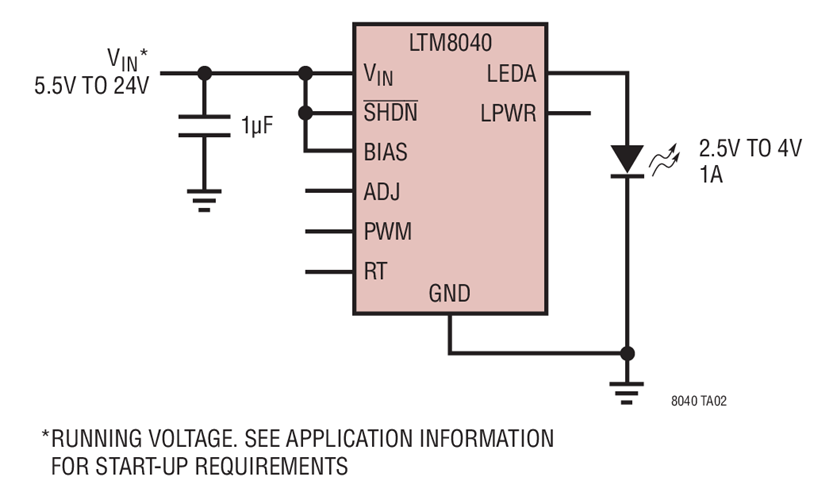 Step Down 1A Drive with Single Red or White LED