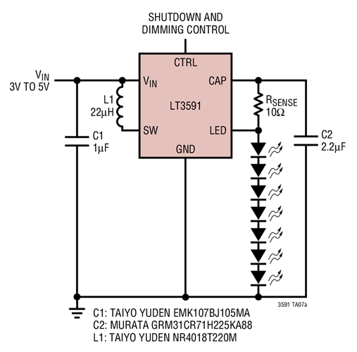 Li-Ion Driver for Seven White LEDs