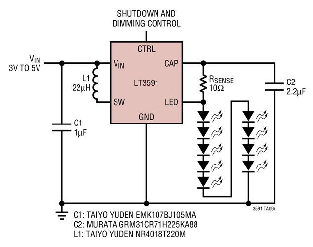 Li-Ion Driver for Nine White LEDs