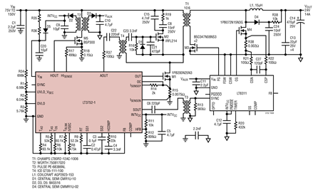 75V to 150V, 24V/14A 340W No-Opto, Active Clamp Isolated Forward Converter
