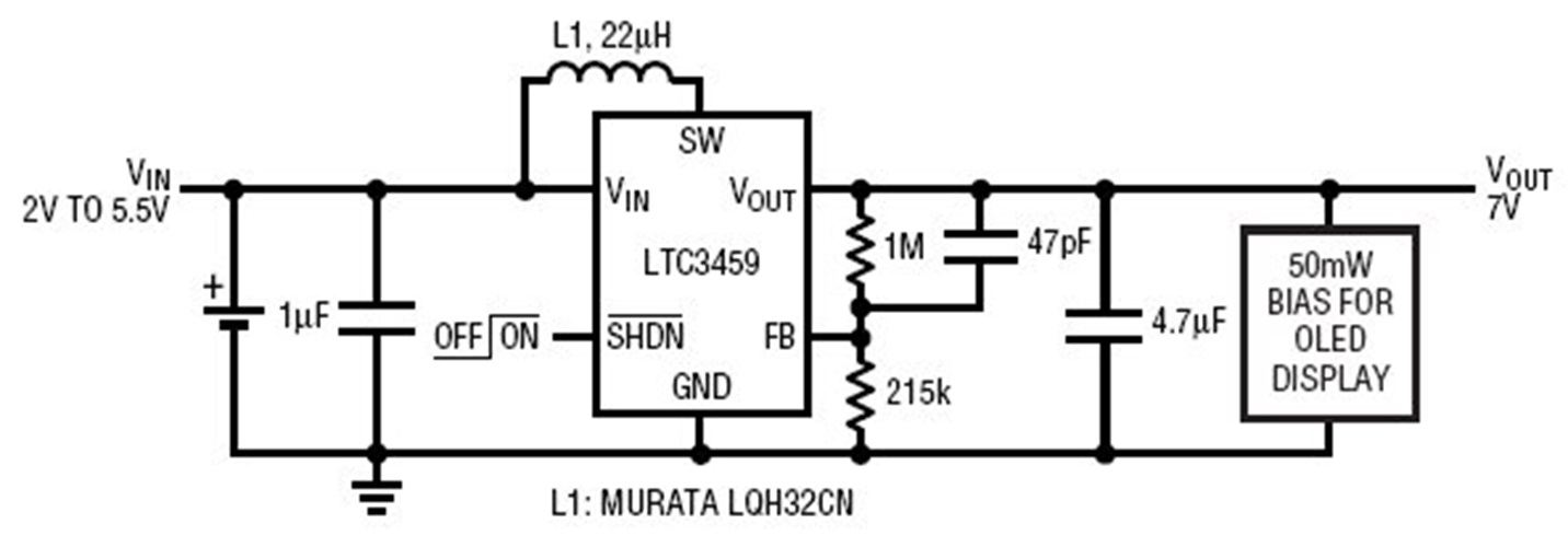 7V, 50mW OLED Driver from a 2V to 5.5V input