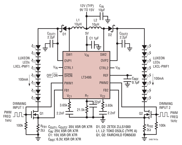 12V to 8/8 White LEDs