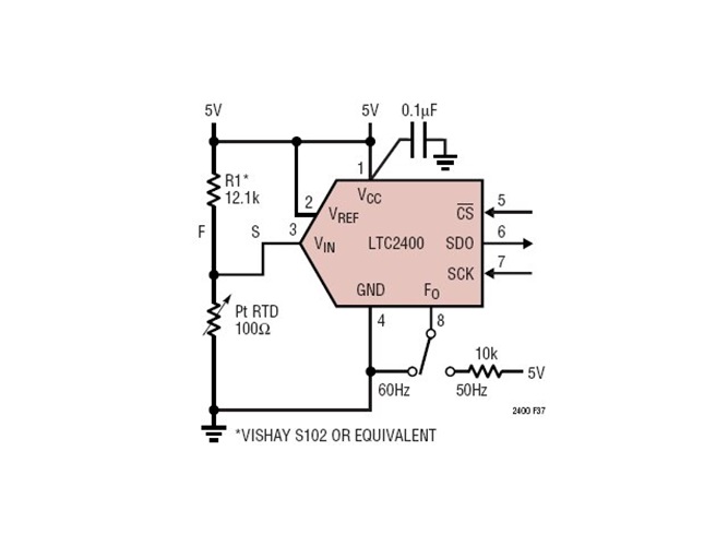 Simple Platinum RTD Temperature Measurement Using 5V Supply