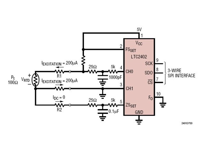 Remote Platinum RTD 0°C to 800°C Temperature Digitizer using 5V Supply