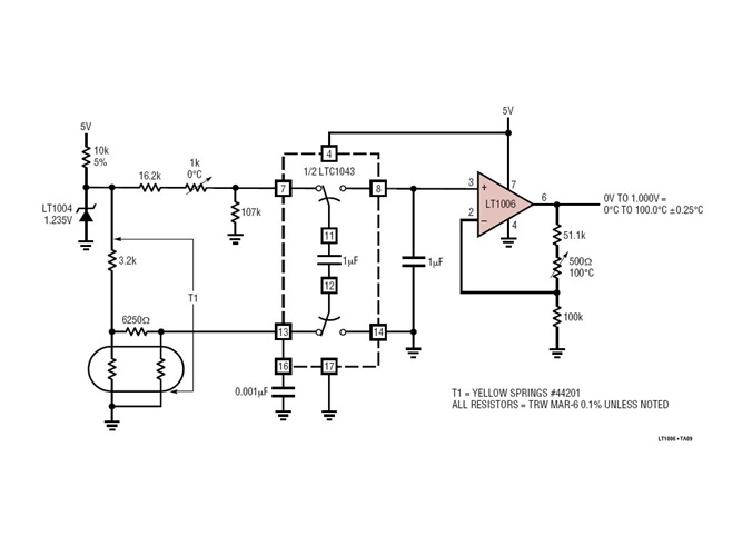 Linear 0°C to 220°C Thermistor Thermometer Powered by 5V Supply