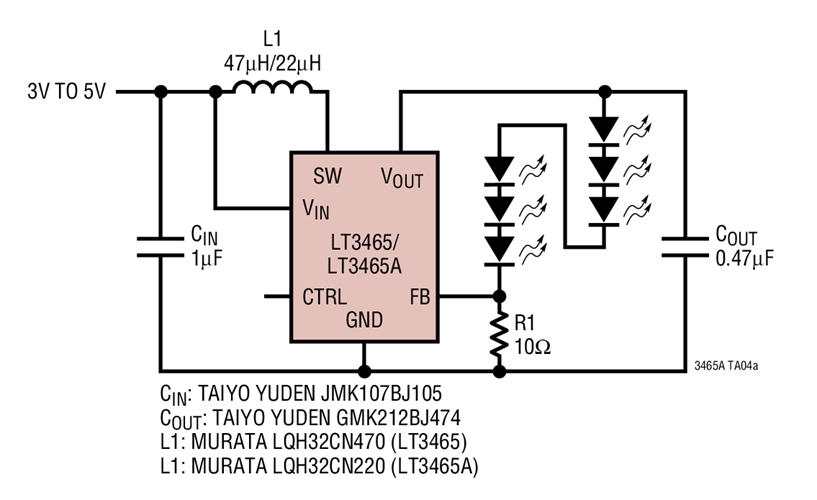 Li-Ion to Six White LEDs