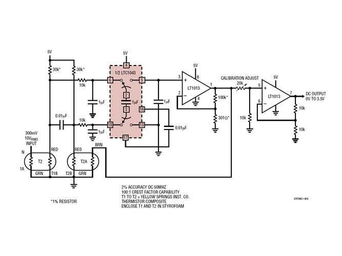 50MHz Thermistor RMS to DC Converter