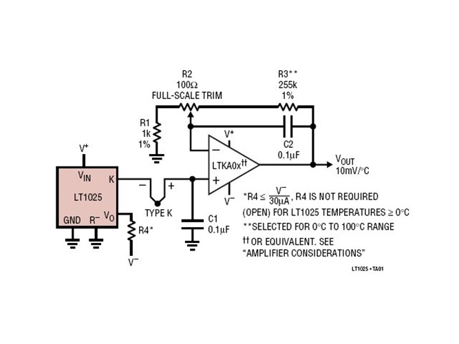 Type K Thermocouple 10mV/°C Thermometer with Positive Output