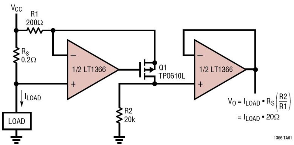 Positive Supply Rail Current Sense With Over-the-Top Op Amp