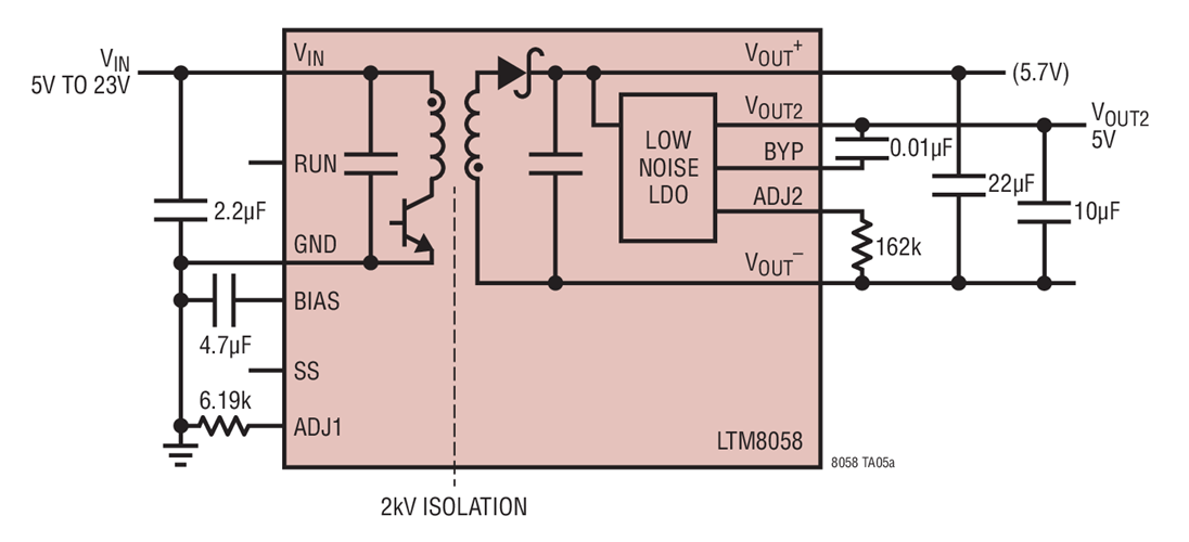 5V Flyback Converter with Low Noise Bypass