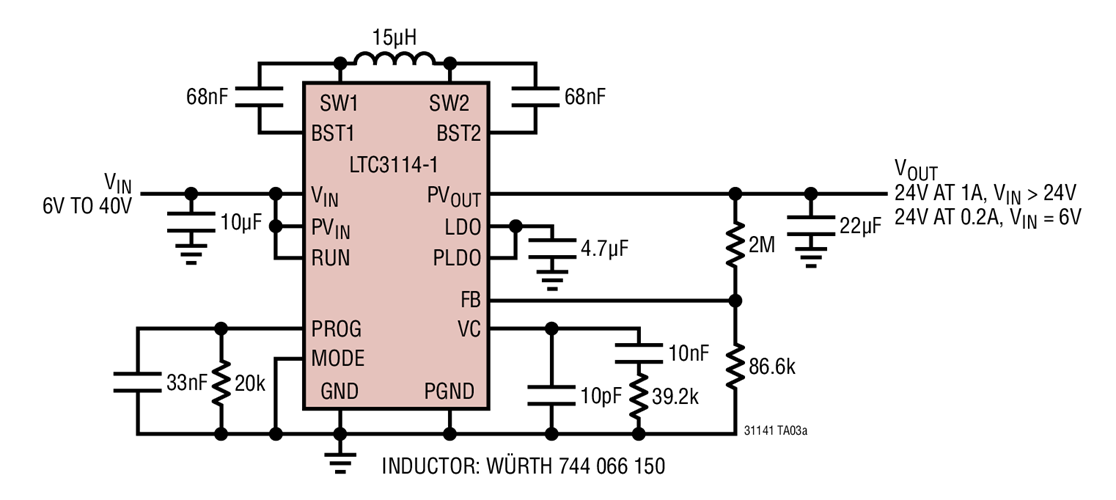 6V to 40V VIN to 24V VOUT Regulator