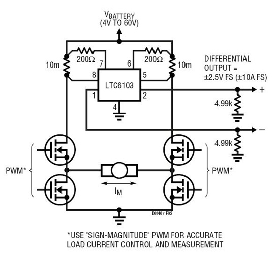 Bidirectional H-Bridge Monitoring with ADC-Friendly Differential Output
