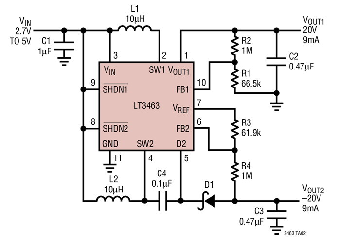 Dual Output ±20V Converter