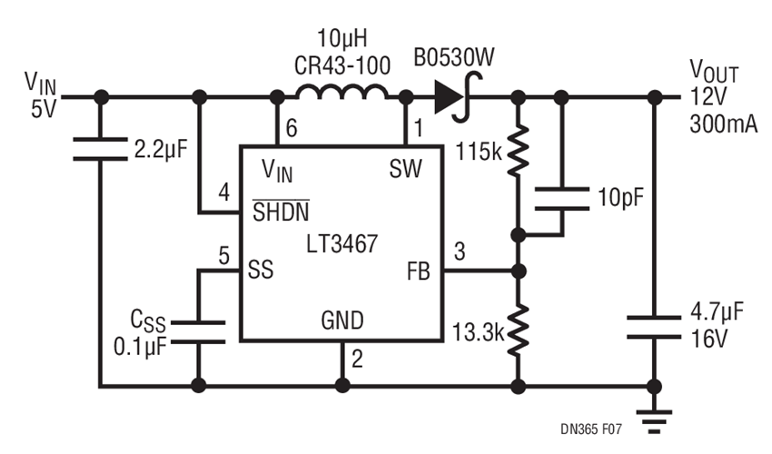5VIN to 12V at 300mA BOOST Converter