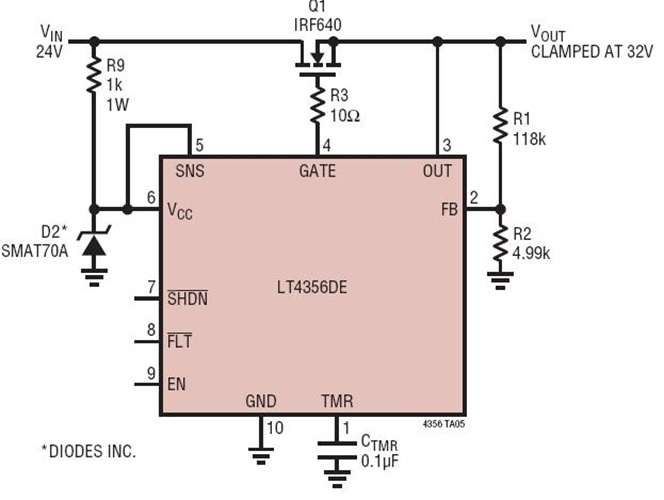 24V Overvoltage Regulator Withstands 150V at VIN