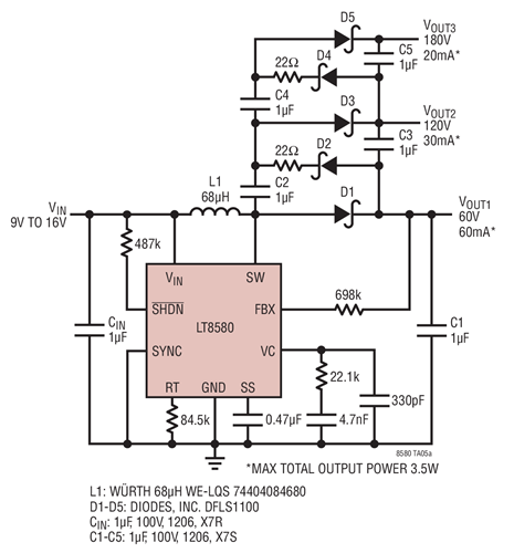 VFD (Vacuum Fluorescent Display) Power Supply Switches at 1MHz Danger High Voltage! Operation by High Voltage Trained Personnel Only