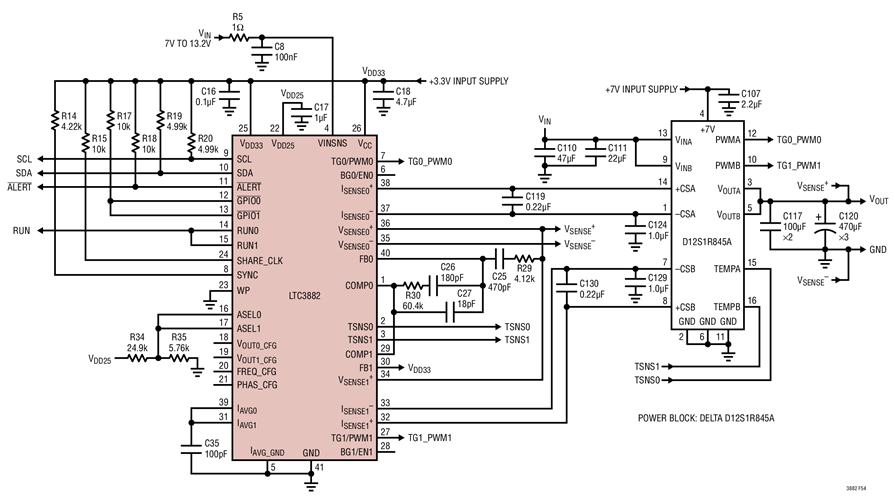 High Density 1.5V/45A 650kHz Converter Using Dual Power Block