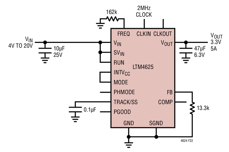 4VIN to 20VIN, 3.3V Output with 2MHz External Clock