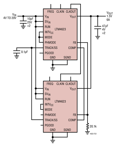 4VIN to 20VIN, Two Phases, 1.5V at 6A Design