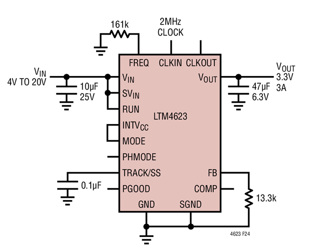 4VIN to 20VIN, 3.3V Output with 2MHz External Clock