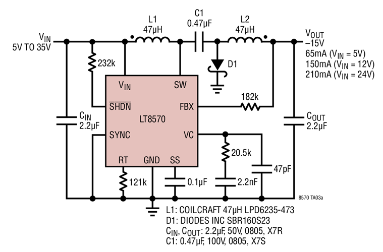 700kHz, –15V Output Inverting Converter Accepts 5V to 35V Input