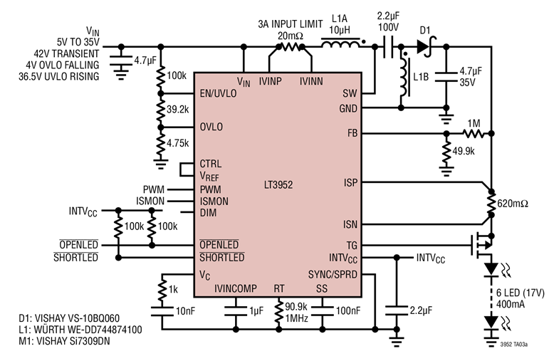 SEPIC LED Driver with Input Current Limit