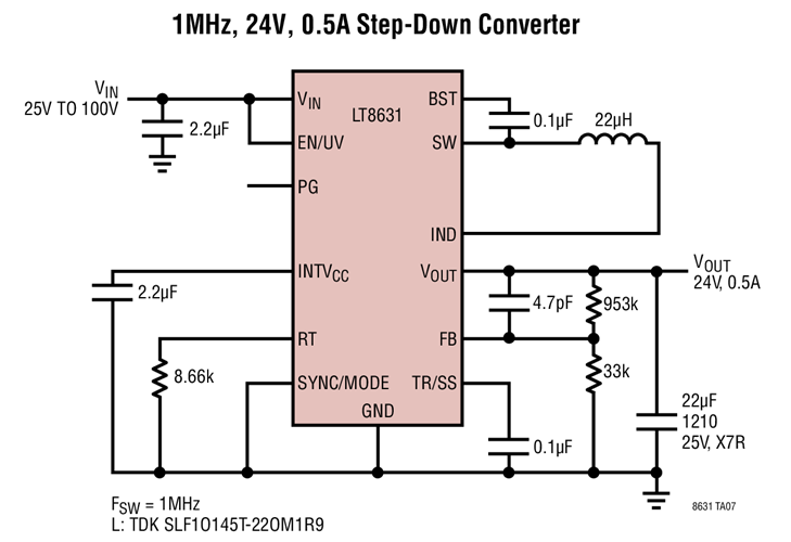 1MHz, 24V, 0.5A Step-Down Converter