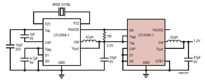 Piezoelectric Energy Harvester and 1.2V Secondary Rail