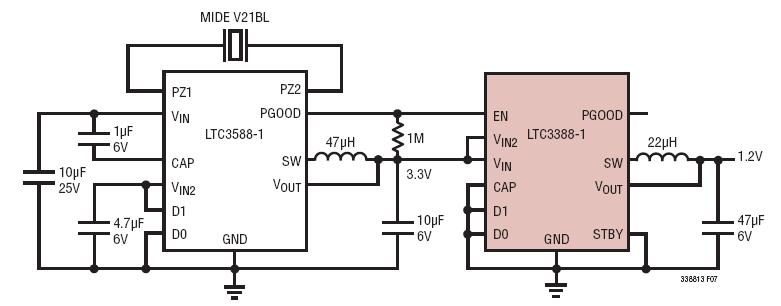 Piezoelectric Energy Harvester and 1.2V Secondary Rail