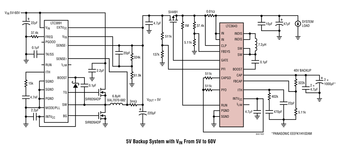 5V Backup System with VIN From 5V to 60V