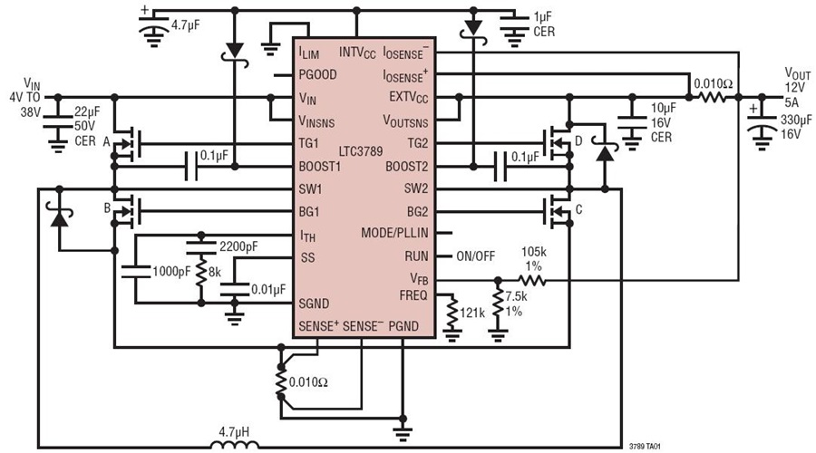 12V/5A Output From 4V-38V Automotive Input Supply
