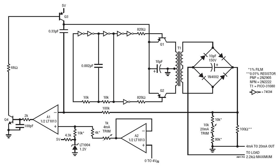LT1013 4mA to 20mA Loop Transmitter Circuit Collection ... 4 way trailer light wiring diagram 